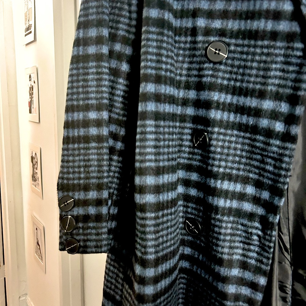 Black & blue plaid pea coat!